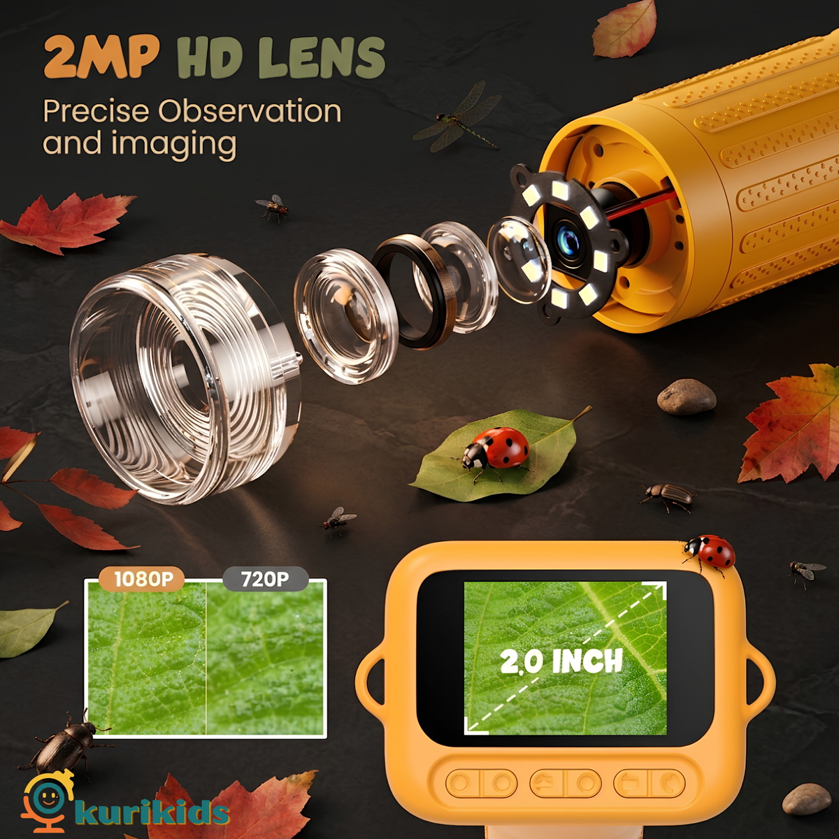 The BugScope: Digital Microscope for Kids with a 2.0 inch Screen (YELLOW ONLY)