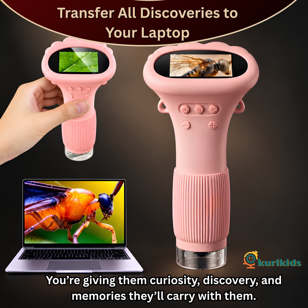 The Lumina Little Explorer: Digital Microscope for Kids with a 2.0-inch Digital Screen (PINK ONLY)