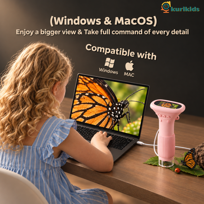 The Lumina Little Explorer: Digital Microscope for Kids with a 2.0-inch Digital Screen (PINK ONLY)